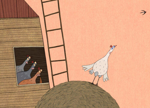 Das Huhn will fliegen