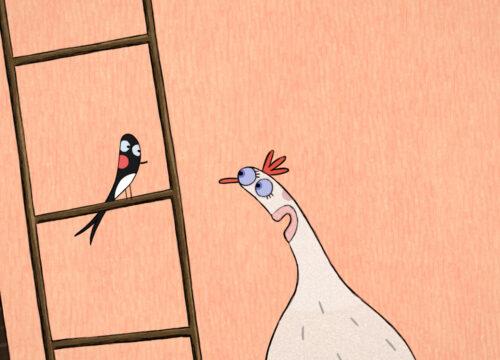 Das Huhn will fliegen